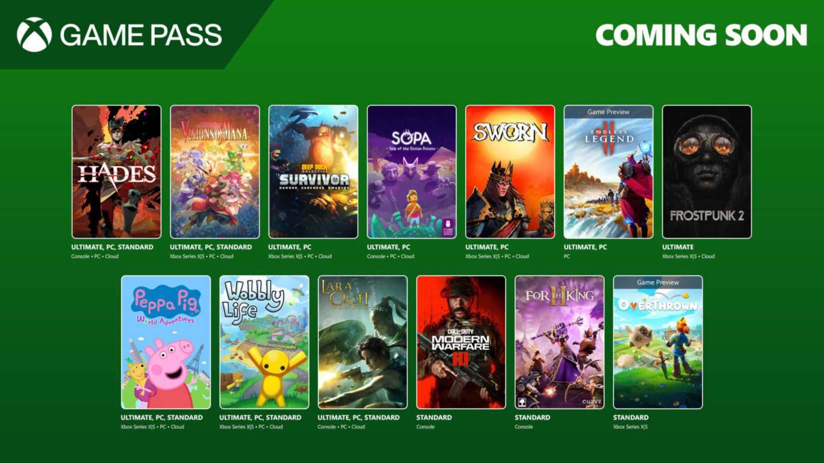 Jogos chegando ao Xbox Game Pass em setembro de 2025.