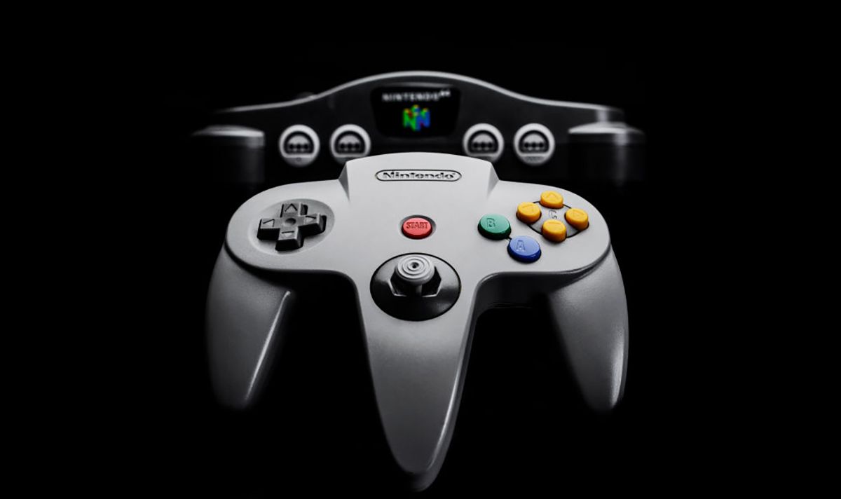 Um console e controle Nintendo 64